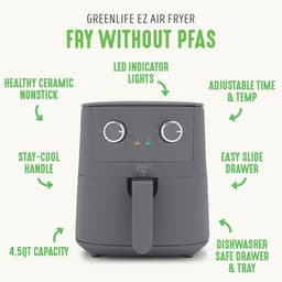 Mechanische Airfryer - Heteluchtfriteuse - Gezond Bakken - Keramische Binnenpan - 45 Liter - Grafiet — thumbnail 3