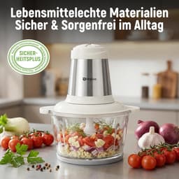 Elektrische Hakmolen - Keukenmachine Mini - Snel Ingrediënten Snijden - 4 Roestvrij Staal Messen - 1.8 Liter - Wit — thumbnail 5