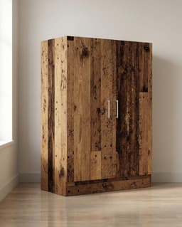 Wasmachinekast met Opbergruimte 70,5x71,5x91,5 cm – Rustiek Houtlook Badkamerkast met 2 Deuren – Multifunctionele Wasruimte Kast – Bruin – Ganeey — thumbnail 2
