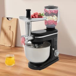 Keukenmachine - Mixer - Allround Koken - 3-in-1 Functionaliteit - 6L Kom - Zwart Zilver — thumbnail 2