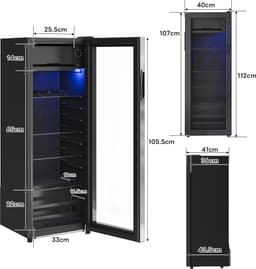 HAUSS SPOLE Minikoelkast – Stil Met Vriesvak – 128 L – Roestvrij Staal – Zwart – Vrijstaand Voor Kantoor Woonkamer Caravan — thumbnail 9