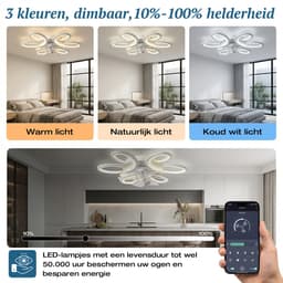 MUPOO Plafondventilator met verlichting met App & Afstandsbediening-Bloem- Stil DC Motor- Dimbaar & 6 Snelheden- Winterstand- 65cm ventilator lamp voor Slaapkamer & Kantoor — thumbnail 3
