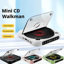 CD Speler - Draagbare Bluetooth-cd-speler met USB-C-snelladen - Ultradun en compact - Ondersteunt CD/CD-R/CD-RW/MP3/WMA-formaten - Geschikt voor zowel reizen als thuisgebruik - 3.5 MM AuxIngebouwde speaker - Met oortjes en datakabel - 2000mah — thumbnail 5