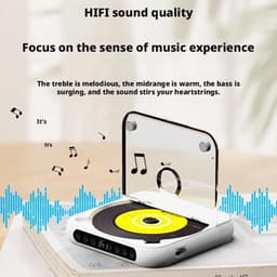 CD Speler - Draagbare Bluetooth-cd-speler met USB-C-snelladen - Ultradun en compact - Ondersteunt CD/CD-R/CD-RW/MP3/WMA-formaten - Geschikt voor zowel reizen als thuisgebruik - 3.5 MM AuxIngebouwde speaker - Met oortjes en datakabel - 2000mah — thumbnail 5