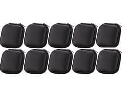 10x Oortjes Opberg Hoesje – Hardcase Etui voor Oordopjes en Laadkabels – Organizer voor Oortjes, USB-Sticks, Sleutels en Kleine Accessoires – Compact Opbergdoosje – Zwart