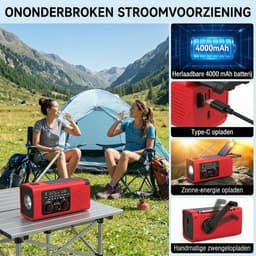 Fokelyi Noodradio Solar Opwindbaar & Batterij - Noodradio - Opwindbaar - Powerbank - Zaklamp - FM - Oplaadbaar - Noodpakket - Zwart — thumbnail 3