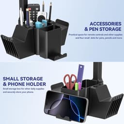 Dual Controller Houder met Headset Stand - Universele Desk Organiser met Mobiele Telefoon Houder - Multifunctionele Gaming Organiser voor Pen Xbox ONE PS5 PS4 PC Accessoires Kantoor Thuis Zwart — thumbnail 3