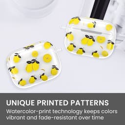 kwmobile Hoes compatibel met Apple Airpods Pro 3 Case - Zachte TPU beschermhoes - Cover in geel / transparant citroenen design — thumbnail 4