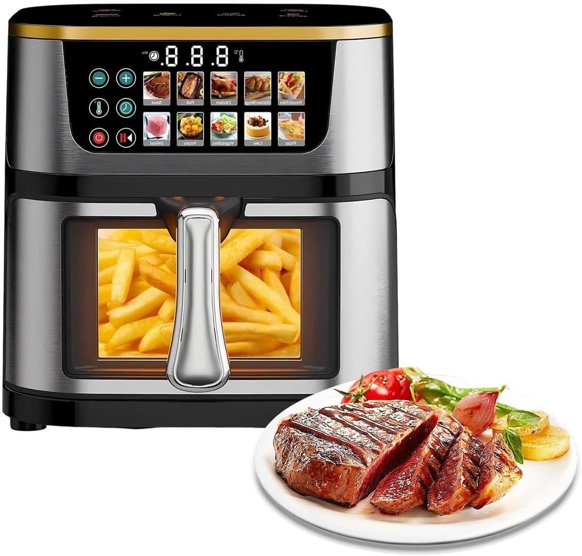 Heteluchtfriteuse Oven - Digitale Airfryer - Gezond Koken - 8-in-1 Multifunctioneel - 10 Liter - Zilver — afbeelding 1