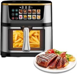 Heteluchtfriteuse Oven - Digitale Airfryer - Gezond Koken - 8-in-1 Multifunctioneel - 10 Liter - Zilver — thumbnail 1