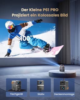 Mini Beamer met WiFi & Bluetooth – Draagbare Projector – Full HD Ondersteuning – Compacte Home Cinema – Voor Films, Gaming & Presentaties — thumbnail 3