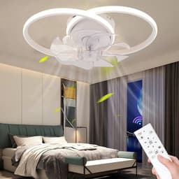Plafondventilator met verlichting - Afstandsbediening en app-bediening - LED dimbare ventilator plafondlamp - Voor eetkamer, slaapkamer en woonkamer - Ventilatorlamp — thumbnail 1