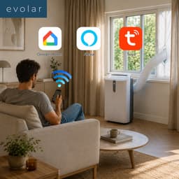 Evolar Mobiele Smart Airco - 12000 BTU - Ultra Stil - Koelen & Verwarmen - WiFi - App & Afstandsbediening - Airconditioner - met Afvoerslang - Slaapkamer, Woonkamer, Kantoor - EVO-PAC12CHW — thumbnail 5