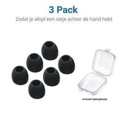 3 Pack Siliconen Medium (M) Dopjes Oordopjes Vervanging Tips Geschikt voor Oordopjes / Headsets Inclusief opbergdoosje Zwart — thumbnail 2