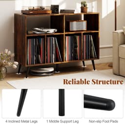 Platenspeler Meubel - LP-kast - Platenspelerkast - Draaitafelstandaard - Platenspelerstandaard - Vintage Displayplank - Rustiek Bruin — thumbnail 4