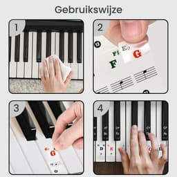 Purepeak Piano Toetsenbord Stickers - Keyboard Stickers - 37/49/54/61/88 - Kleur - Zwart-Wit - Plakletters - Plakcijfers — thumbnail 3