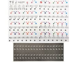 Purepeak Piano Toetsenbord Stickers - Keyboard Stickers - 37/49/54/61/88 - Kleur - Zwart-Wit - Plakletters - Plakcijfers
