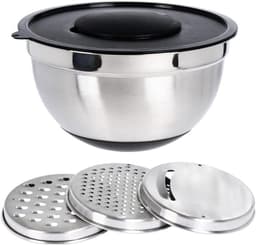 Mengkom met deksel - RVS Keukenkom - Bereiden van voedsel - Inclusief rasp set - Ø 27 cm - Zilver — thumbnail 1