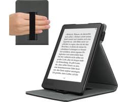 kwmobile e-reader hoesje geschikt voor Kobo Aura Edition 2 hoes - E reader flip case van kunstleer - Ereader cover met handgrip en stand - In zwart