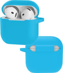 Hoes - Geschikt voor Apple AirPods 4 - Siliconen Hoesje met Clip - Silicone Case Cover - Lichtblauw — thumbnail 1