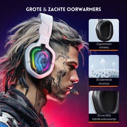 StayPowered RGB Gaming Headset - Ultiem Geluid voor Top Gamers - Ergonomisch Ontwerp - Ruisonderdrukkende Microfoon - Brede Compatibiliteit - Gemakkelijke Bediening - RGB Verlichting - Wit/Zwart - Levering Sneller dan Aangegeven! — thumbnail 2