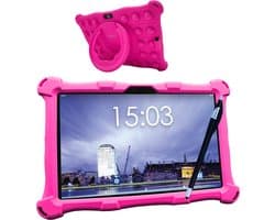 AngelTech Kindertablet XL – 3+4GB RAM - 32+64GB – Android 14 - 100%Kidsproof – Extra Groot – Vanaf 3 Jaar - Ook Voor Volwassen Gebruik - 10 Inch - Ouderlijk Toezicht – Fidgy Beschermhoes – Roze