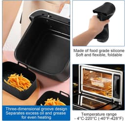 2 Stuks Silicone Vorm Voor Ninja Foodi Max Dual Zone Airfryer - Herbruikbare Bakvorm Accessoires Voor Ninja Foodi Af300eu 7.6 (Zwart) — thumbnail 4