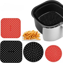Set van 2 Herbruikbare Siliconen Airfryer Matten - Vierkant - Antiaanbak Luchtfriteuse Accessoires - Herbruikbaar Ovenpapier — thumbnail 2