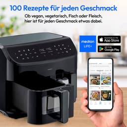 MEDION XXL Dubbele Airfryer P20 - 2 zones - 8,7 L - 2600 W - Zwart — thumbnail 17