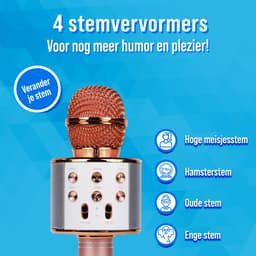 Silvergear Karaoke Microfoon Kinderen - Karaoke Set voor Volwassenen - Bluetooth - Stemvervormer - Rose Goud — thumbnail 2