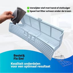 Fixem® Geschikt voor Aeg, Electrolux, Zanussi Filter 1366019014, 8581366019017 pluizenfilter - pluizenzeef droger filter - 325x310x75 mm - 1 Stuk — thumbnail 9
