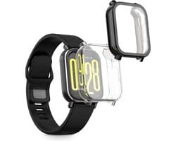 kwmobile 2x smartwatch hoes geschikt voor Xiaomi Redmi Watch 5 Active hoesje - Siliconen sporthorloge cover - Activity tracker case in transparant / zwart