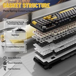 ATTACK SHARK X98 - Draadloze Mechanisch Gaming Toetsenbord - TFT Scherm - Multifunctionele Draaiknop - PBT Keycaps - Wired/2.4G/Bluetooth Tri-Mode - Gasket Mod - 98keys - Star Black — thumbnail 4