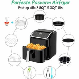 Airfryer Accessoires Set 8 Inch – 11-delig – Bakvorm, Pizza Pan, Cakevorm, Rek & Siliconen Vorm – Geschikt voor Airfryer — thumbnail 10