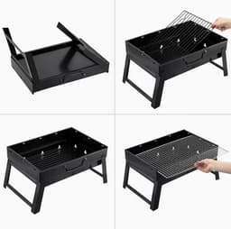 Opvouwbare Draagbare Houtskool BBQ Grill – Compacte Koffer Barbecue voor Camping en Tuin – Lichtgewicht Reis BBQ met Groot Grillrooster en Ventilatieopeningen — thumbnail 5