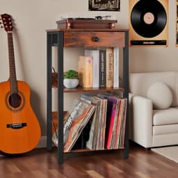 DnA® LP Opbergsysteem - Lp kast - Platenspeler Kast - Platenspeler Meubel - Vinyl Kast - Zwart - 30cm x 40cm x 75cm — thumbnail 5