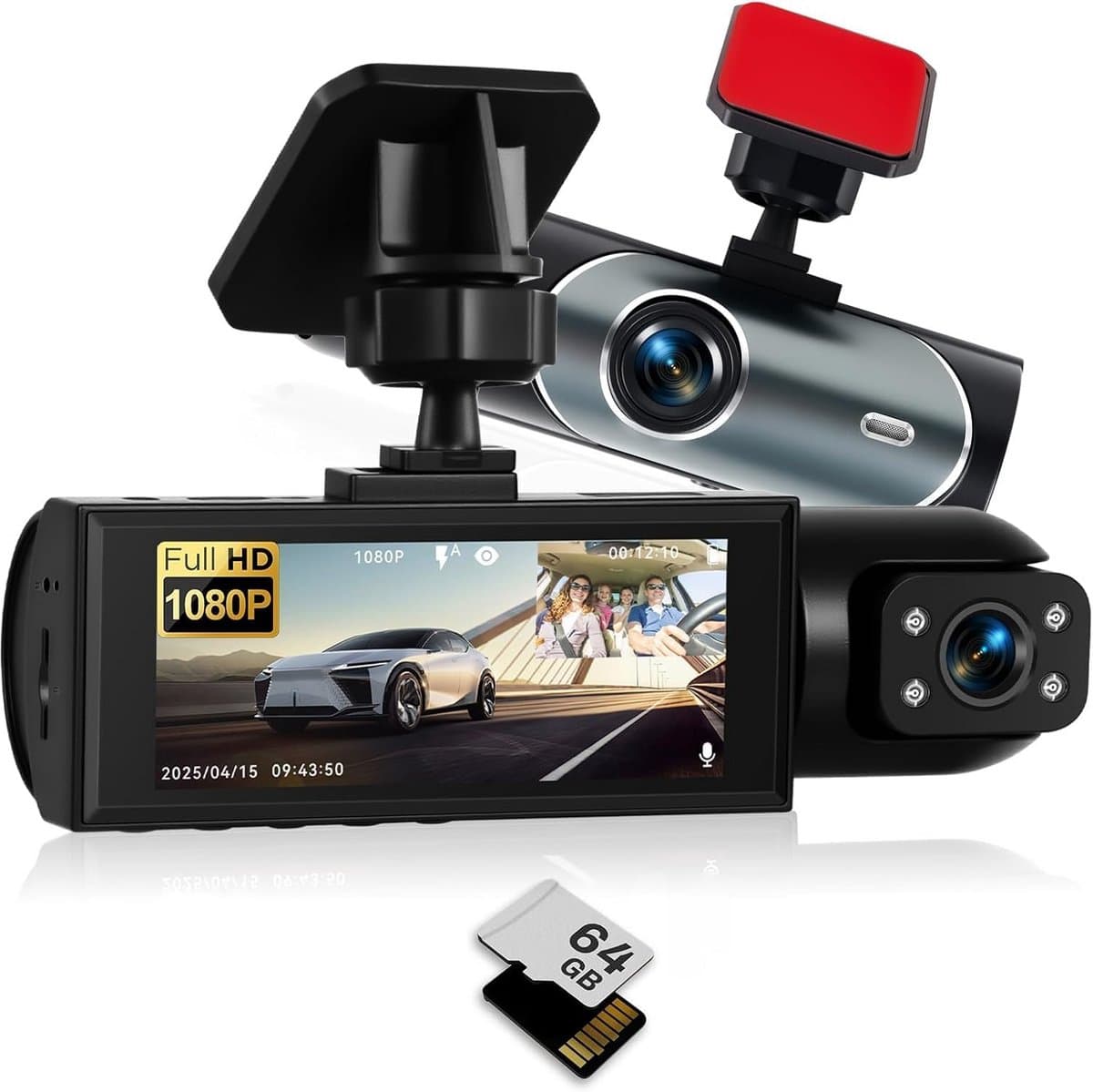 Dual Dashcam met 1080p Full HD en Interne Camera voor Volledige Bescherming — afbeelding 1