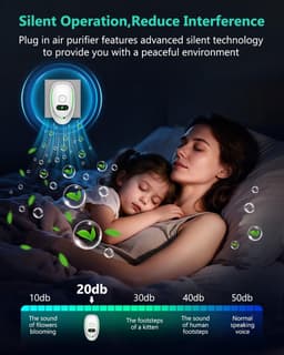 Stekker-luchtreinigers – Luchtreinigers met negatieve ionen – Draagbare mini-luchtreinigers – 4-pack – Stille werking – Ideaal voor keukens, slaapkamers en kantoren – Verwijdert effectief geuren van huisdieren en tabak — thumbnail 6