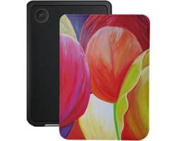 Lunso Geschikt voor Kobo Clara BW / Clara Colour hoesje (6 inch) - Vegan Saffiano Leren Sleep Cover - Tulpen