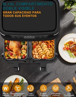 Heteluchtfriteuse XXL met 2 Kamers en Kijkvenster - 8in1 Smart Airfryer — thumbnail 4