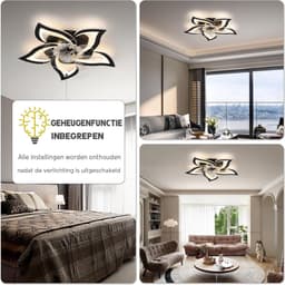 5 Lotus Ventilator - Bedienbaar Met Afstandsbediening & APP - Zwart - Plafondventilator - Plafonniere - 6 Standen - Moderne Lamp - ⌀ 69cm — thumbnail 4