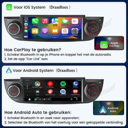Hexinex Quad-Core autoradio Geschikt voor Fiat 500 (2007-2015) - Draadloos CarPlay, Android Auto, Ondersteunt DAB+, multimediaspeler, 2GB+64GB, zwart — thumbnail 5