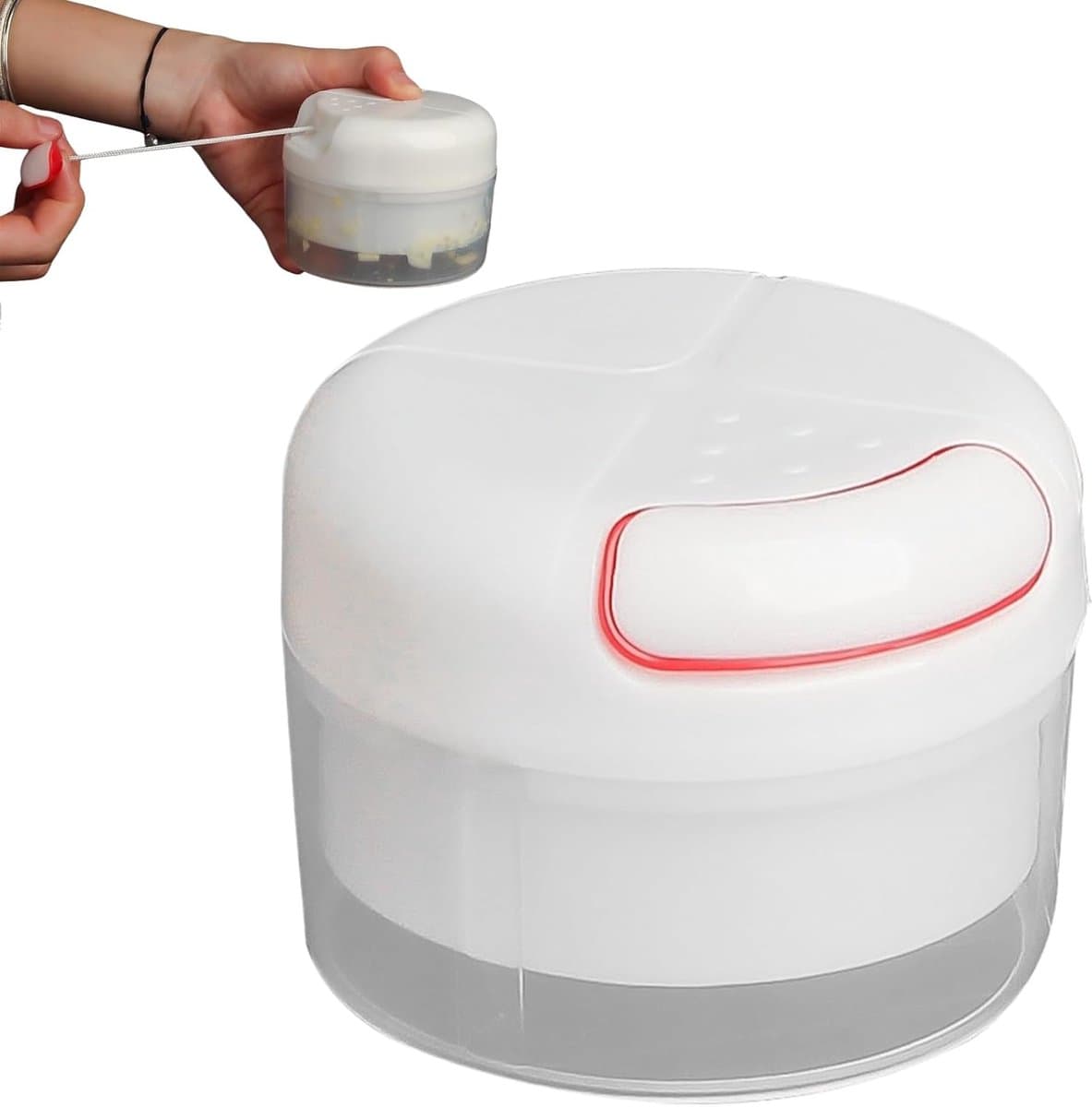 Mini Keukenrobot - Handmatige Hakker - Snel Ingrediënten Snijden - Compact Draagbaar Ontwerp - 8.5 x 8.5 x 6.5 cm — afbeelding 1