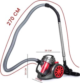 Quvo® Steelstofzuiger met snoer - Steelstofzuiger - Stofzuiger - Grijs/Rood - ‎‎35 x 27 x 41 cm; 5 kg — thumbnail 4