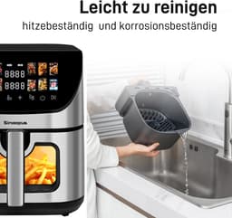 Airfryer XXL - 8.5 Liter - Met Kijkvenster - Digitale Heteluchtfriteuse - 12 Programma's - Kleuren Touchscreen - 1800W - Zwart — thumbnail 5