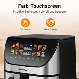 Airfryer XXL - 8.5 Liter - Met Kijkvenster - Digitale Heteluchtfriteuse - 12 Programma's - Kleuren Touchscreen - 1800W - Zwart — thumbnail 7