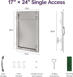Buitenkeukendeur 17" B x 24" H RVS met Ventilatiegaten en Ergonomische Handgrepen — thumbnail 3