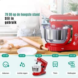 MIRA® Mixer met mengkom - Mixer - Mixer met mengkom keukenmachine - Rood - ‎39cm x 24cm x 32cm — thumbnail 4