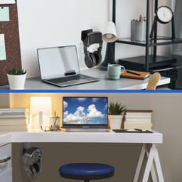 Bureau onderkant headset hanger - koptelefoonhouder onder bureau - headset hanger under desk - Zelfklevend - Voor gaming setup - Kantoorwerkplek - 2 Stuks - zwart — thumbnail 2