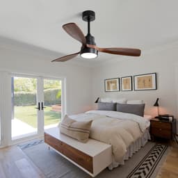 Plafondventilator 122 cm hout - 3 massief houten bladen - omkeerbare DC-motor - afstandsbediening - woonkamer — thumbnail 4